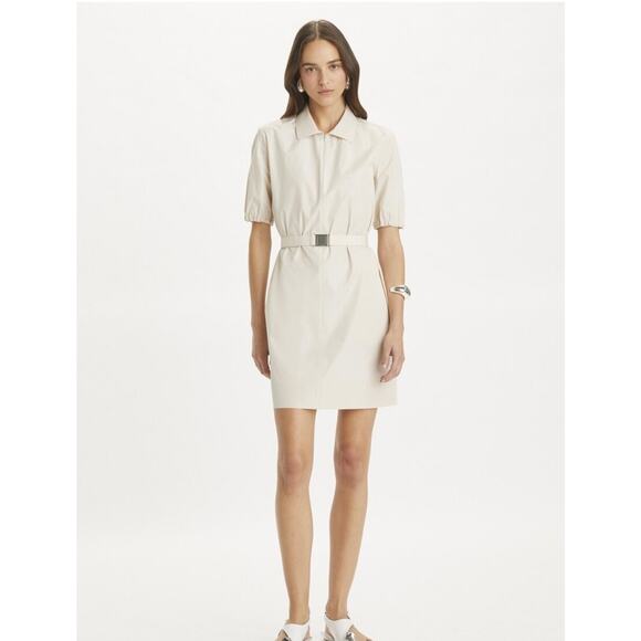 Tory Burch NWT Poplin Polo Dress Pale Sandstone Sz 14 Quiet Luxary Preppy - Picture 2 of 13
